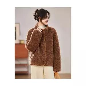 여자 가죽 자켓 재킷 겨울옷 밍크털 보송보송 양면 겉옷 차이나넥으로 따뜻한 모피와 털 일체형 상의 BE4