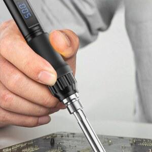 미니 인두기 휴대용 942 가열 용접 납땜 충전 T12 100W 보수 실버 버닝기