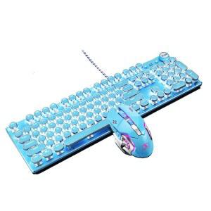 레트로 감성 조약돌 키보드 유선 하늘색 스카이블루