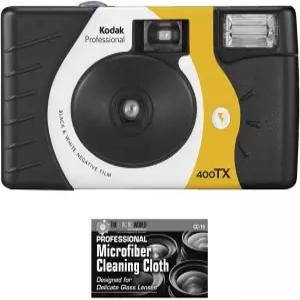 마이크로파이버 천이 포함된 코닥 트라이-X 400 일회용 플래시 카메라 번들(27개 노출)