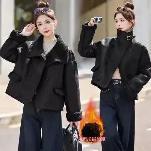 짜리점 여자 키작녀 모피 코트 털가죽 일체형 겨울 멋스러운 숏기장 따뜻무스탕 재킷 꾹4