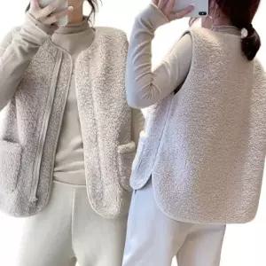 나프커 아이보리 후리스조끼 양털 집업 뽀글이조끼 후리스 플리스 간절기 겨울 베스트 수면 김장 실내 조끼