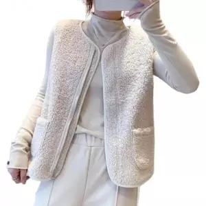 나프커 아이보리 후리스조끼 집업 뽀글이조끼 양털 후리스 플리스 간절기 겨울 베스트 수면 김장 실내 조끼