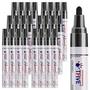 [미국배송] TFIVE 블랙 페인트 펜 영구 마커 - 24개 기반 세트 퀵 드라이 방수 페이드 저항성 금속 암석 목재 플라스틱 캔버스 유리 고무용 중간