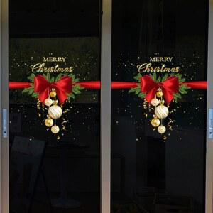 리본 스티커 유리 스타킹 좌측 벽지 창문 귀여운 리본스티커A 성탄 크리스마스스티커