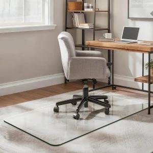 카펫 및 하드우드용 퍼니바 오피스 의자 매트 업그레이드된 29인치 x 48인치 이중 사용 강화 유리 책상