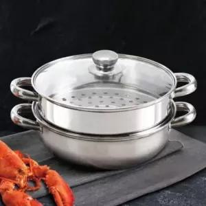 스텐 전골냄비 28cm 2단 찜기 가정용 내열 조리도구 (WFKD39W)