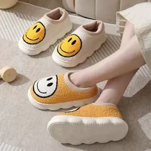 [엄지척]겨울 털실내화 스마일 방한 실내 거실 슬리퍼 거실화