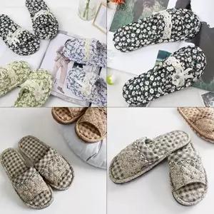 [엄지척]실내화 여성 3중 체크 남성 실내슬리퍼 소음방지 면실