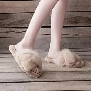 [엄지척]패션 여성 윈터 슬리퍼 겨울 따뜻 토끼털 실내화 거실