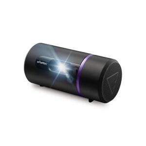 NOMVDIC R150 미니 프로젝터, 4시간 재생 시간의 휴대용 배터리 작동 90개의 회전 렌즈가 장착된 천장 6W 하만 카돈 스피커, 오토 키스톤