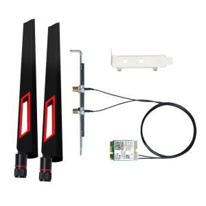 BE200 WiFi 7 데스크톱 키트, 트라이밴드 6GHz / 5GHz 2.4GHz, BT 5.4, 802.11be M.2 NGFF 키 E 무선 카드(AMD 마더보드 지원 없음), 고이득 안테나 포함