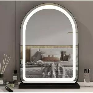 뷰티 LED 화장대 접이식 탁상거울 메이크업 스탠드 아치형거울50x70 플러그인