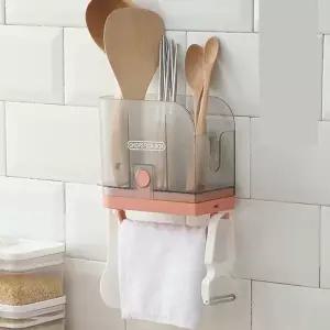 고품질 오렌지색 부엌 벽걸이수저통 다용도 다용도부엌정리 정리함 (WFKDJCR)