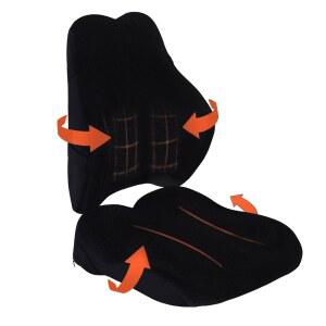 성인과 노인을 위한 허리 베개가 있는 와우소티카 휠체어 쿠션 2피스 세트 허리, 꼬리뼈 및 엉덩이 완화를 지지 메모리 폼, 미끄럼 방지 커버, 탈착식 스트랩 블랙