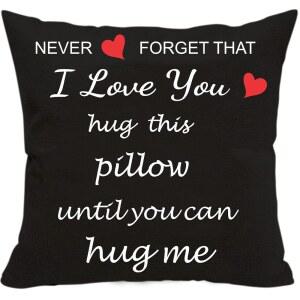 Anrkets 양면 인쇄 애호가 베개 커버 사랑해요 이 베개를 안아줄 수 있을 때까지 안아줘요, 발렌타인데이 여자친구를 위한 선물 코튼 린넨 스퀘어 장식 허리 18인치 x 18인치