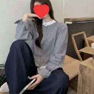 스트라이프 셔츠 블라우스 차이나넥 여자 클래식 배색 (WFKBXAN)