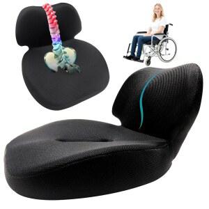 포콘 메모리 폼 시트 쿠션, 휠체어 룸바 & 로어 허리 지지대, 엉덩이용 침대 좌골 , 사무실 의자용 콕시엑스, 가정용 - 압력 세탁 가능한 커버 블랙