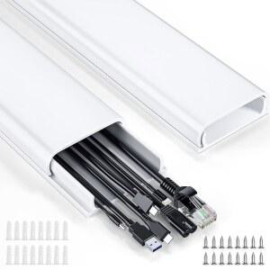 델라무 코드 하이더, 벽에 6-8 와이어용 62.8인치 커버, 케이블 하이더 관리, TV용 와이어 코드용 커버 벽, 4배 L15.7 W2.36 H0.75인치, 흰색