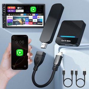 [포르르] 무선 자동차 플레이 어댑터가 장착된 Car TV Mate Pro, Fire Stick / 게임 머신 셋톱박스용 2 in 1 HDMI 멀티미디어 어댑터 변환기, 2016년형 자동차용 Mate, 플러그 앤 플레이, 지연 시간 없음