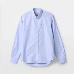 메종키츠네 트리컬러 폭스 패치 남녀공용 셔츠 FM00400WC2010 P410