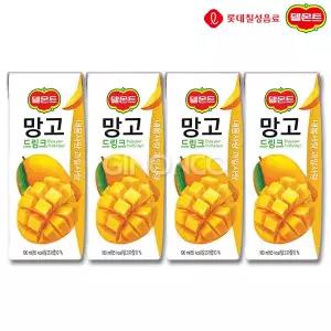 롯데 델몬트 드링크 망고 190ml 4개 주스 과즙 음료 어린이집 디저트 팩음료