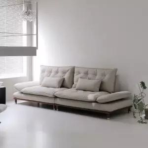 보니 4인용 소파 가죽쇼파 저상형 원목 비건 가죽 2색상