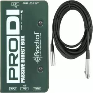 Radial ProDI 1채널 패시브 인스트루먼트 모노 다이렉트 박스커스터마이크 케이블 포함