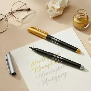 드림온 메탈릭 골드 실버 캘리그라피 브러쉬 펜 박스