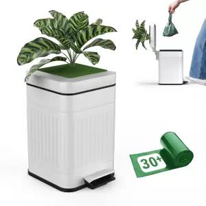 슬릭 작은 개똥 쓰레기통 외부 뚜껑 13갤런 식물 개똥통 야외 애완동물 똥 방수 용기 뒷마당 악취 제어