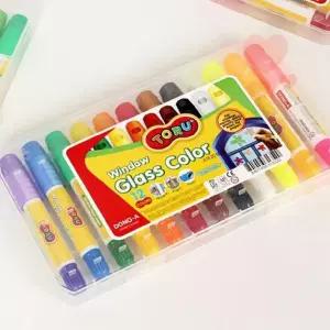 글라스 12색 유아색연필 마카세트 유리그림 워셔블펜 부드러운크레파스 유리펜