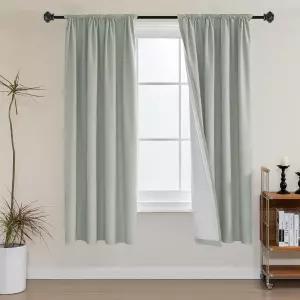 HVERSAILTEX 100 암막 커튼 63인치 길이의 단열 창문 처리 패널 흰색 라이너 에너지 절약 막대 포켓 침실