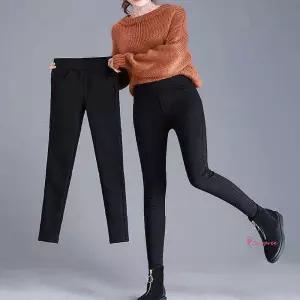 여성 2색 밴딩 기모스키니 팬츠 슬림핏 퍼안감 겨울mno982