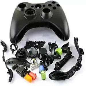 Xbox 360 와이어 컨트롤러 교체용 버튼 키트가 있는 풀 세트 쉘 하우징 커버 케이스블랙