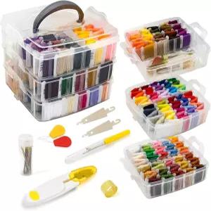 187PCS 자수 치실 폴리에스터 크로스 스티치 실 키트와 테일러링 도구 150색 자수용 우정 팔찌 바느질