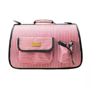 반려견 줄무늬 이동가방 핑크 L 강아지 외출 여행/강아지이동가방
