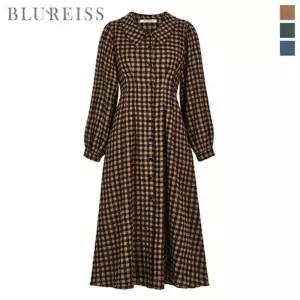 블루레이스 로우넥카라체크롱원피스 BI3W1OP3001990278