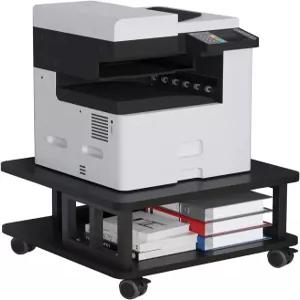 AOOSSI 모바일 프린터 스탠드 3D 사무용 2단 대형 선반 23.6 x23.6 우드 카트 사무실 가정용 주방용 바퀴가