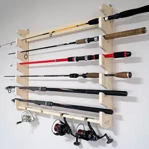 아름데코 6구 원목 벽걸이형 낚시대 거치대