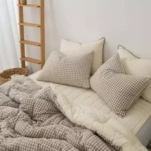 [무료배송] 어반체크 순면 이불패드세트 SS 브라운 사계절 침구