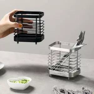 주방 수납 수저통 홀더 가정용 젓가락 정리 소형 스테인레스 수저꽂이 물빠짐 사각형