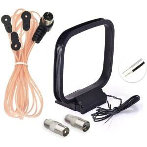 [미국배송] 파이오니어 온쿄 야마하 마란츠 실내 블루투스 홈 스테레오 수신기 AV 오디오 비디오 시어터 튜너용 빙푸 FM 라디오 다이폴 안테나 75옴 AM 루프