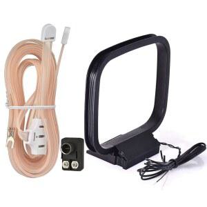 [미국배송] 빙푸 AM 루프 다이폴 2핀 베어 와이어 안테나 F형 발룬 300-75옴 커넥터 파이오니어 온쿄 야마하 마란츠 파일 실내 라디오 블루투스 홈 스테레오 극장 수신기 전원 시스템 지원