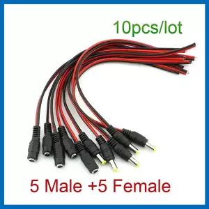 10개세트 남성 여성 플러그 DC 12V 전원 피그테일 케이블 잭 CCTV 카메라 커넥터 연장 DC 와이어