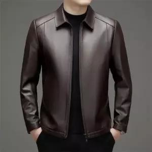 남자 가을 동계 캐주얼 점퍼 양가죽 자켓 칼라 슬림핏 가죽 탑 코트 OP4