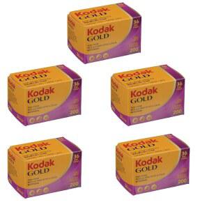 Kodak Kodacolor Gold 200 35mm 컬러 네거티브 롤 필름, ISO, 36 노출, 5팩