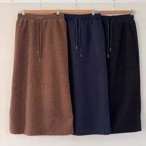 여성 리본 겨울 후리스 뽀글 롱스커트