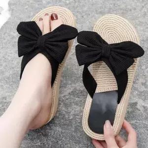 여자 푹신한 통굽 리본 슬리퍼 학교 사무실 슬리퍼 WEC0A06
