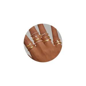 여성용 미오펑 스태커블 골드 링 비타니쉬 14k 도금 큐빅 지르코니아 얇은 엄지 세트 여성 사이즈 5-10용 앙증맞은 문구 약혼 반지