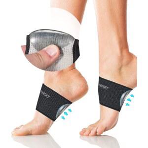 VEGPOET 구리 아치 지지대 - 발바닥 근막염 지지대, 젤 패드가 있는 밴드/소매, 평발 , 남성 여성 1 쌍 블랙